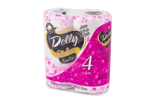 PAPEL HIG. DELLY 30M F. SIMPLES PACOTE C/4 ROLOS FD C/64 ROLOS