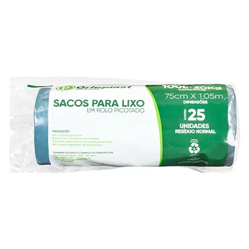 SACO LIXO AZUL 100LT 75X105 C/25 ORLEPLAST