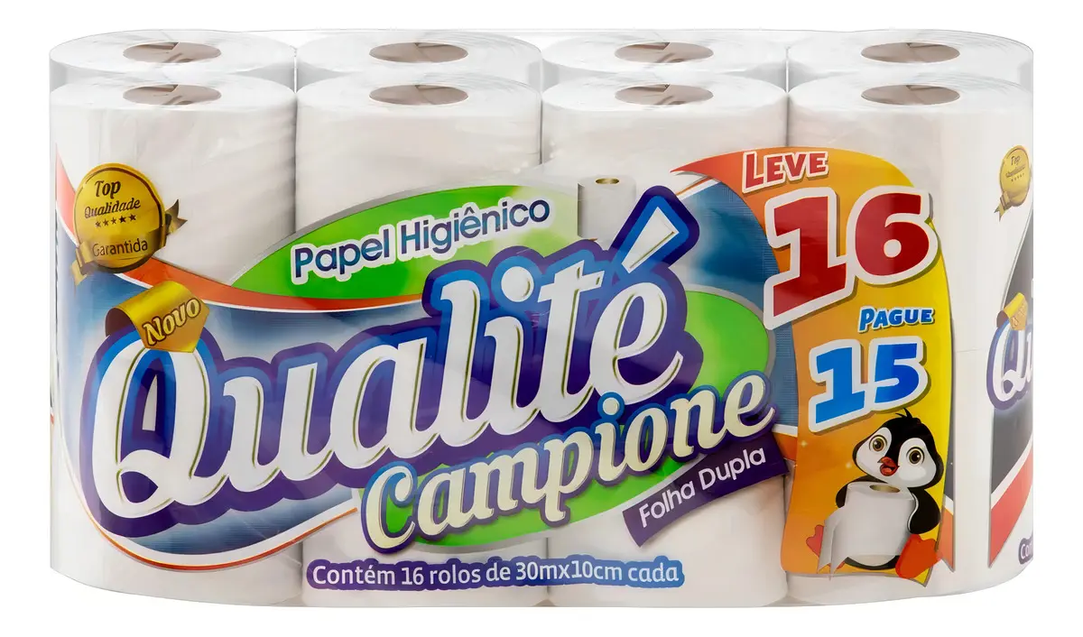PAPEL HIG QUALITE FOLHA DUPLA 30M C/16 (FARDO C/4 PT DE 16 ROLOS=64 ROLOS)