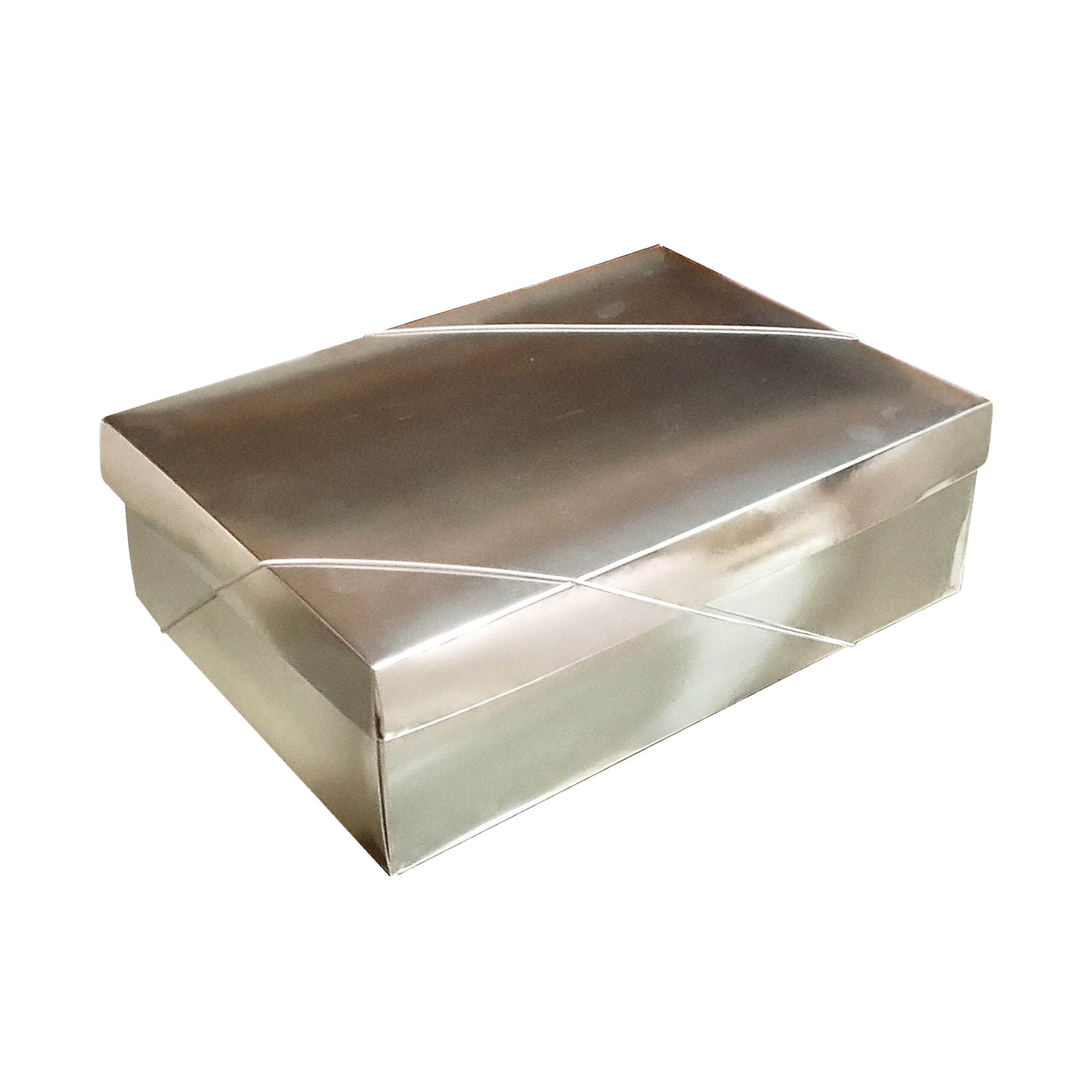 CAIXA RETANGULAR C/ TAMPA PRATA G 46X33X14