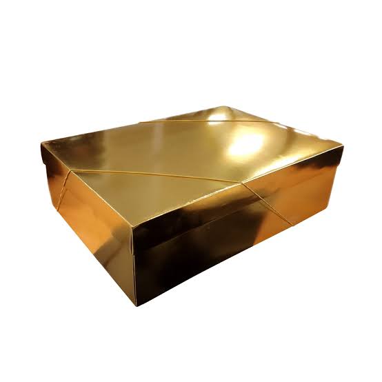 CAIXA RETANGULAR C/ TAMPA OURO G 46X33X14