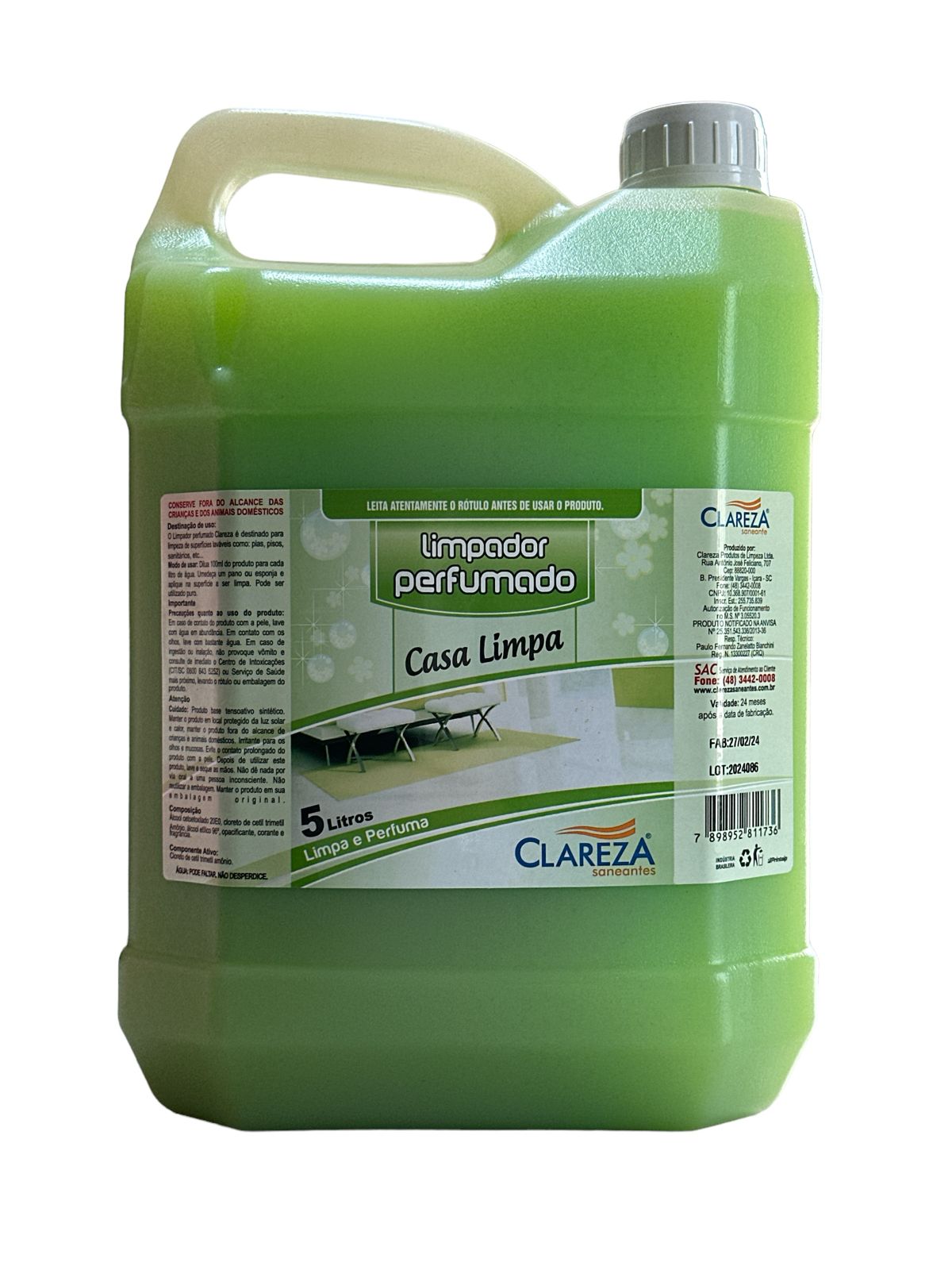 LIMPADOR PERFUMADO CASA LIMPA 5L - CLAREZA